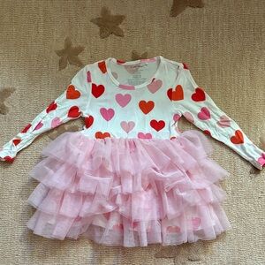 Angel Dear Heart Print Dress with Pink and Red Accents